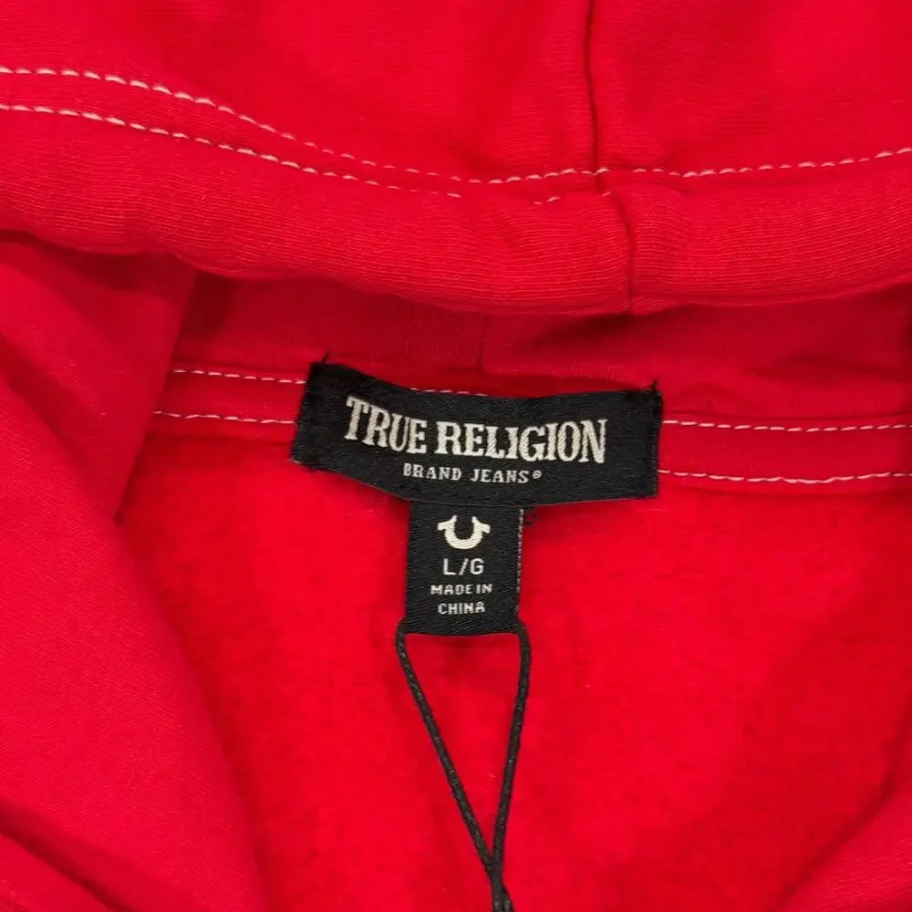 True Religion Buddha Logo Seal Full Zip Hoodie Mens Large L True Red NWT
